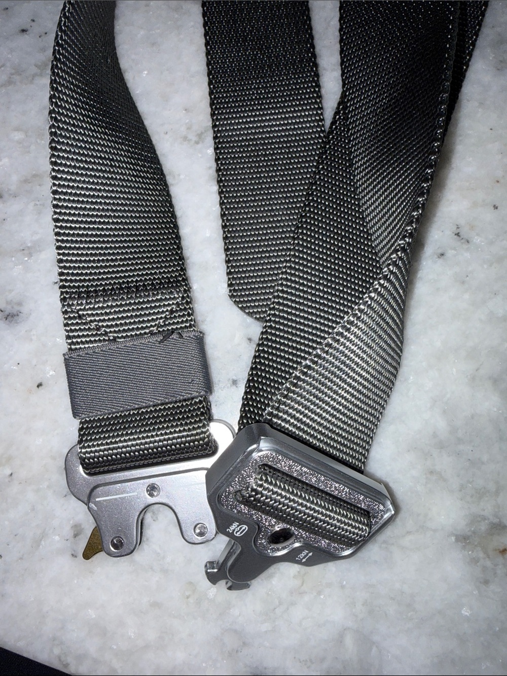 Men's Heavy-Duty Gray Webbing Belt with Quick-Release Buckle